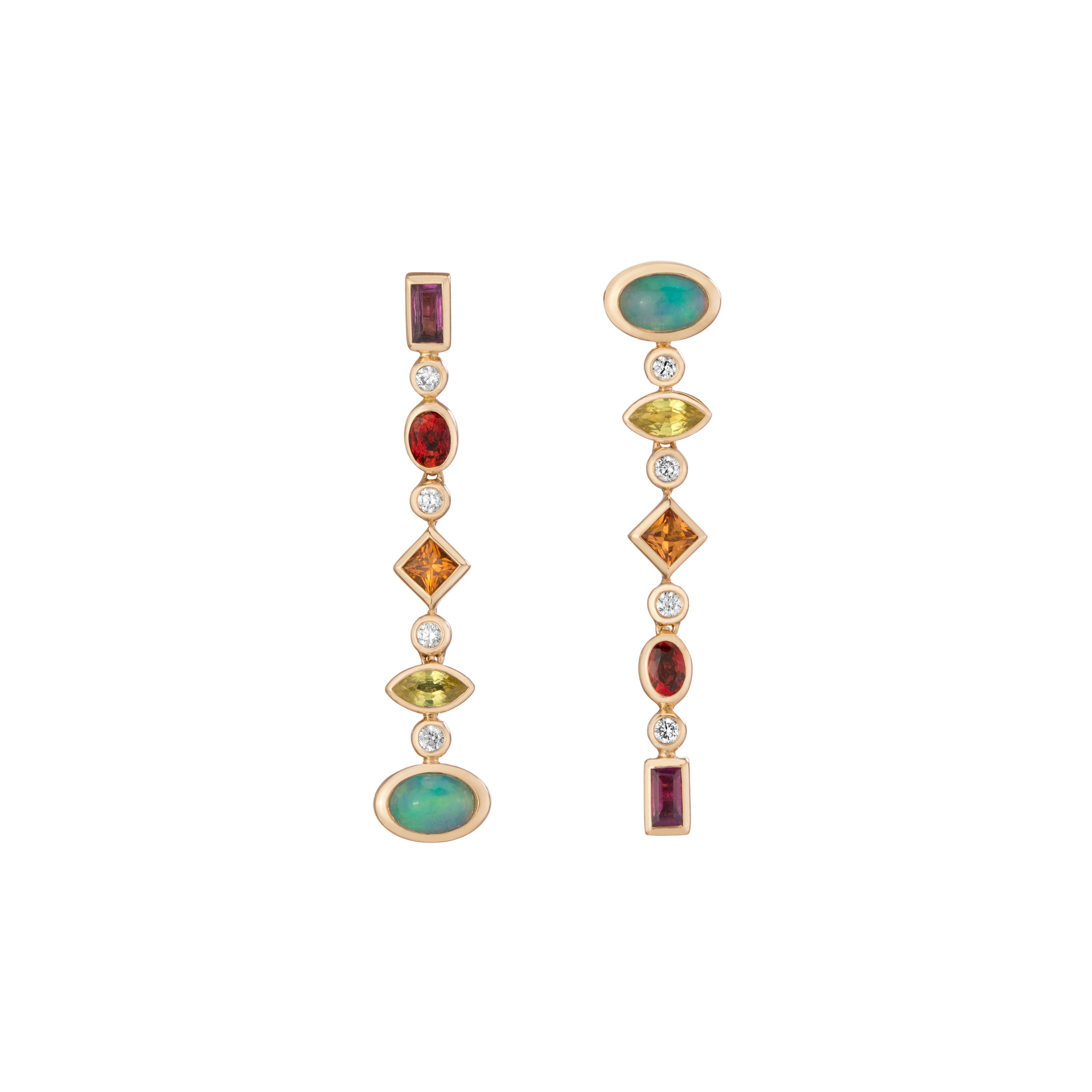 Opal & Sapphire Convertible Confetti Earrings with Diamonds