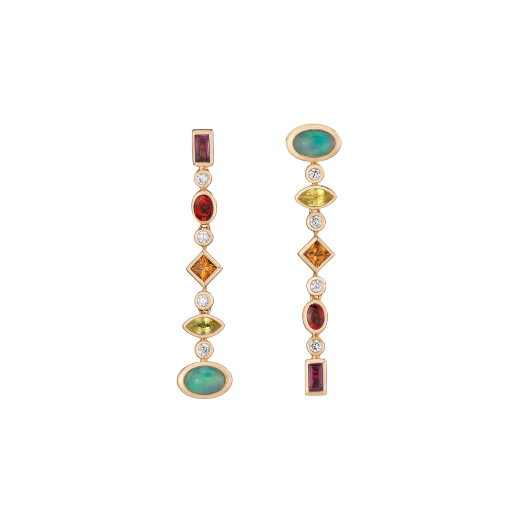 Opal & Sapphire Convertible Confetti Earrings with Diamonds