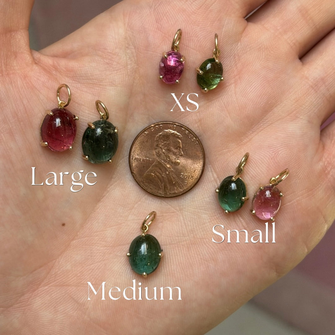 Large Tourmaline Gumdrop Cabochon Charm