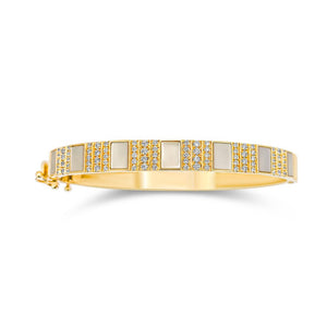 Pinstripe Strength Diamond Bangle Bracelet with Diamonds & Mother of Pearl
