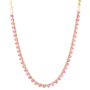Cupid s Heart Bezel Set Pink Sapphire Tennis Necklace Milestones by Ashleigh Bergman