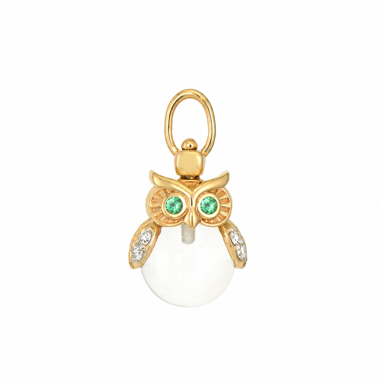 Eyes of the Night Owl Amulet Charm with Rock Crystal