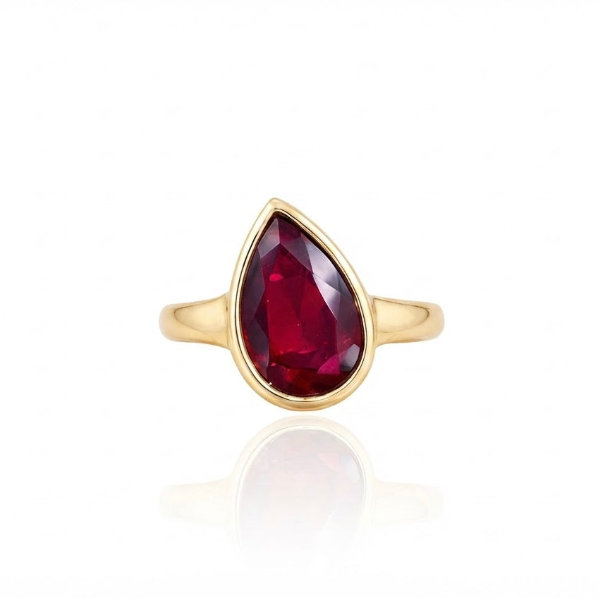 Bezel Set Pear Shaped Ruby Ring