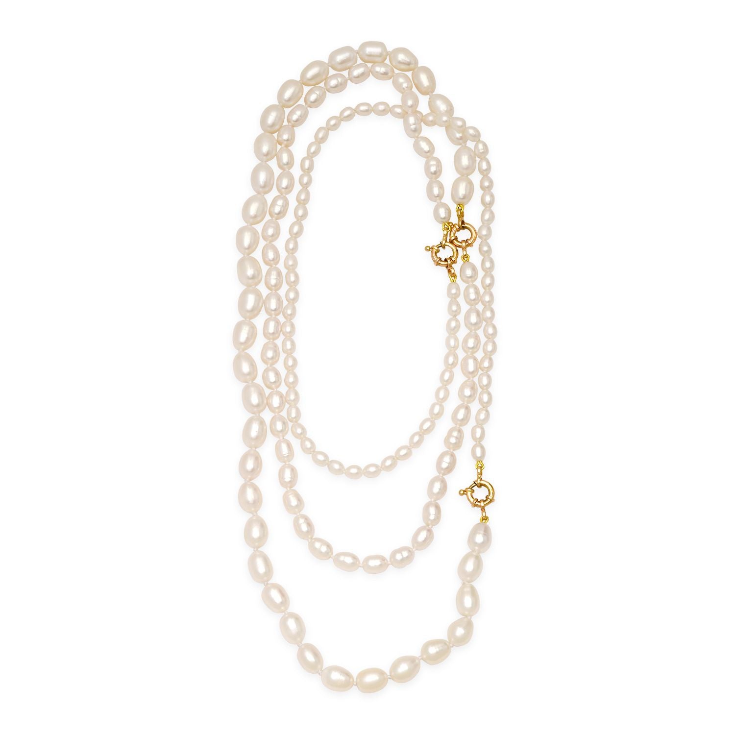 Extra Long Seed Pearl Trio Necklace