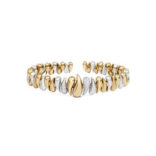 Two Tone Small or Large Alternating Diamond Drops Bangle Bracelet