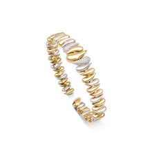 Two Tone Small or Large Alternating Diamond Drops Bangle Bracelet