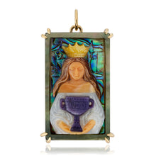 Hand Carved Queen of Cups Tarot Card Charm