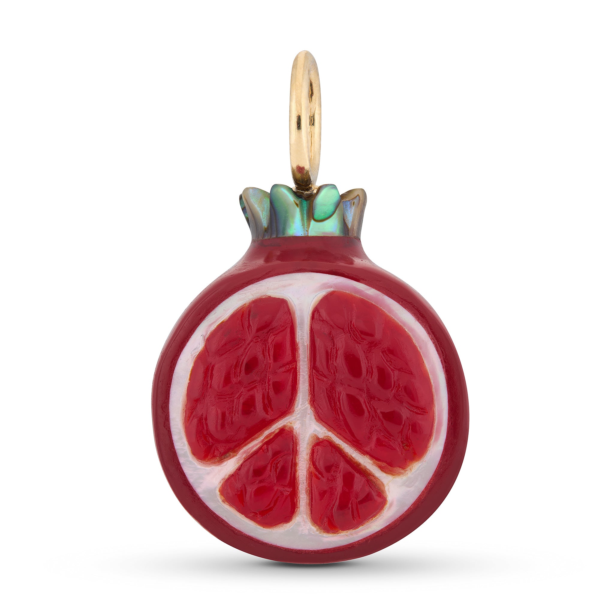 Red Chalcedony & Mother of Pearl Pomegranate Charm