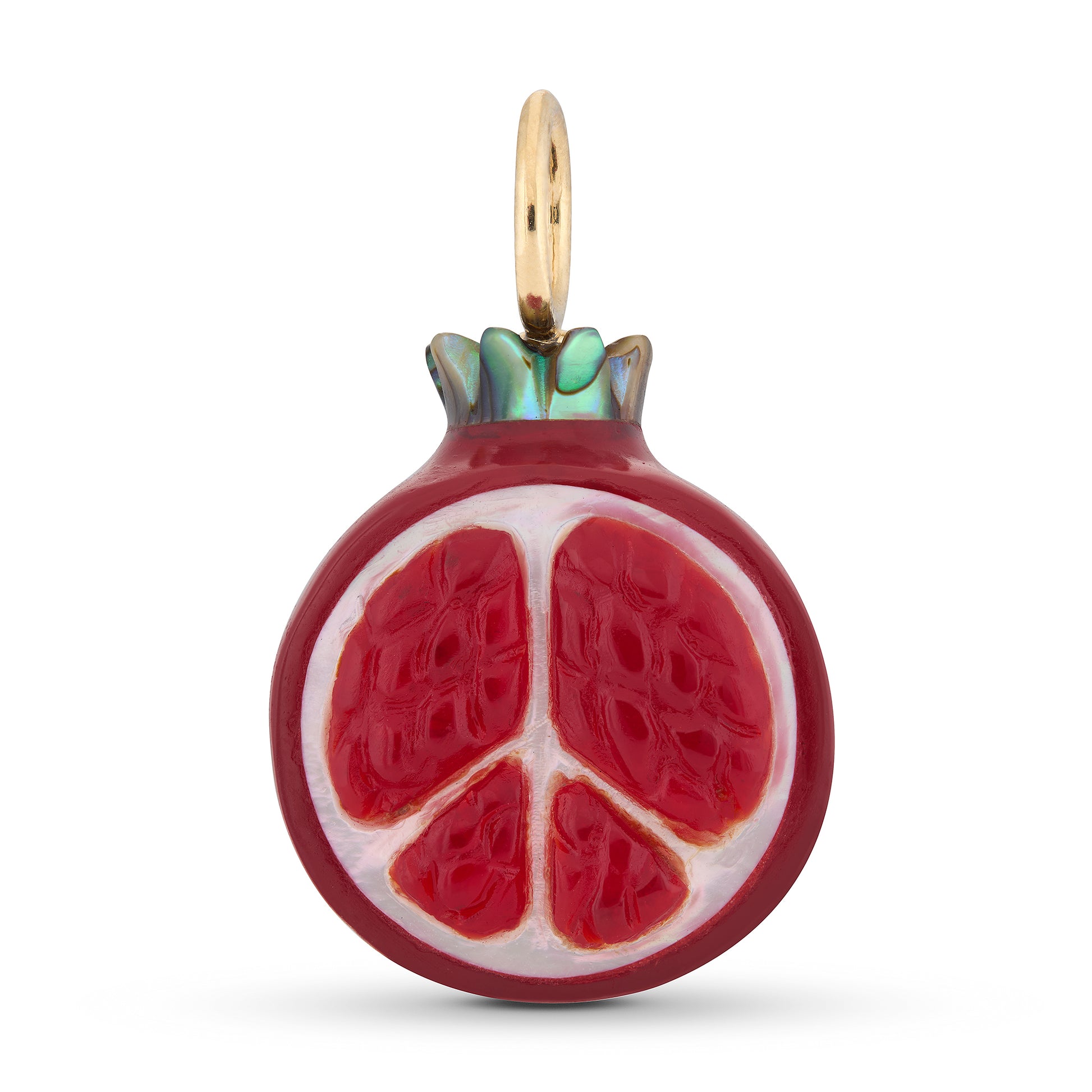 Red Chalcedony & Mother of Pearl Pomegranate Charm