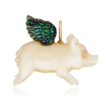 Flying Mother of Pearl Pig with Abalone Wings Charm