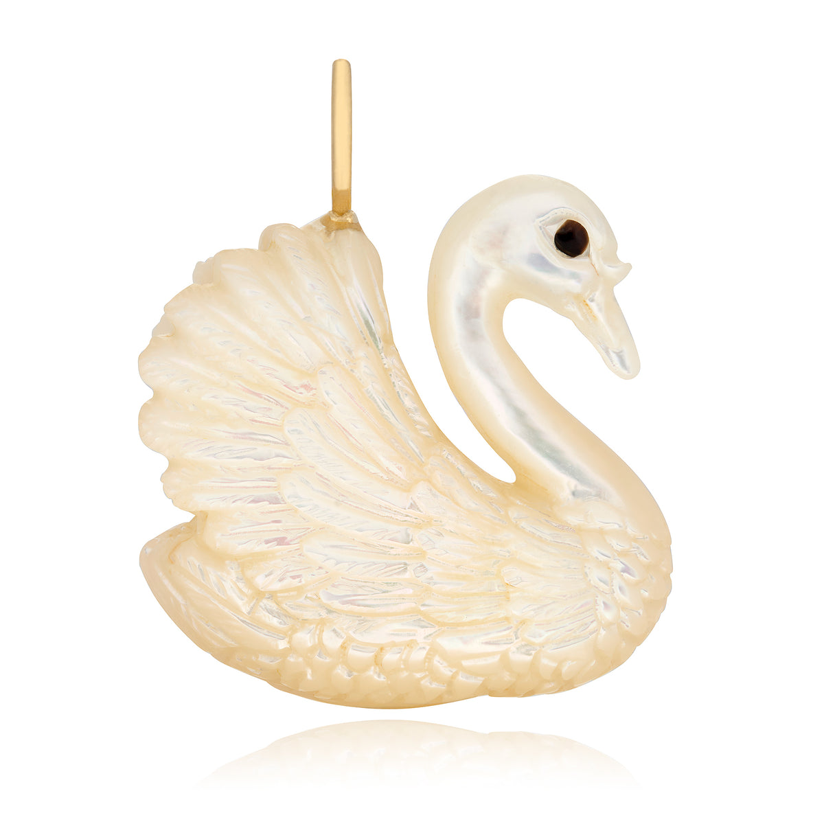 White Mother of Pearl Swan Charm