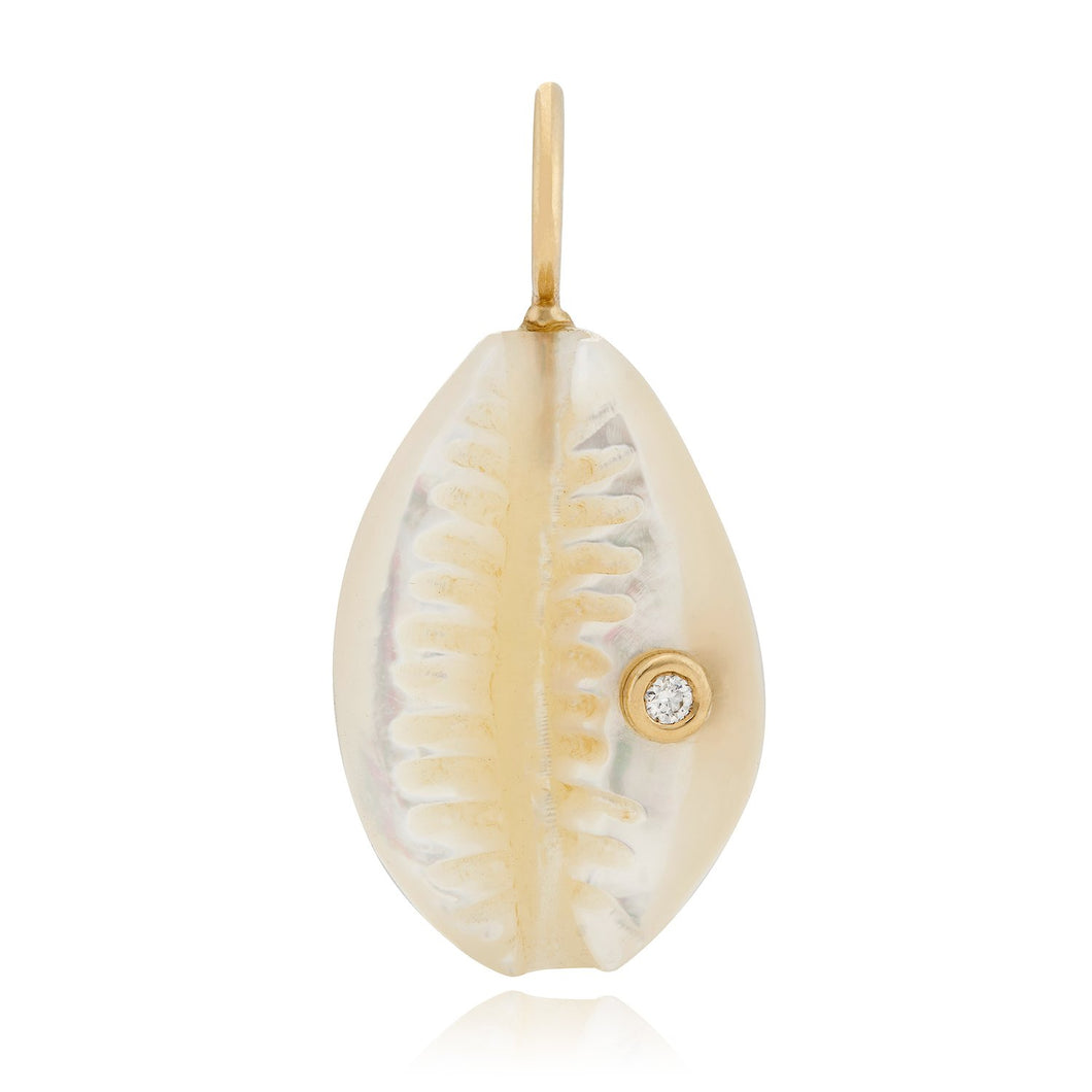 Small Mother of Pearl & Diamond Cowrie Shell Charm