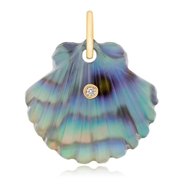 Luminescent Diamond & Gemstone Scallop Shell Charm