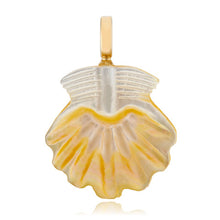 Golden Mother of Pearl & Diamond Scallop Shell Charm