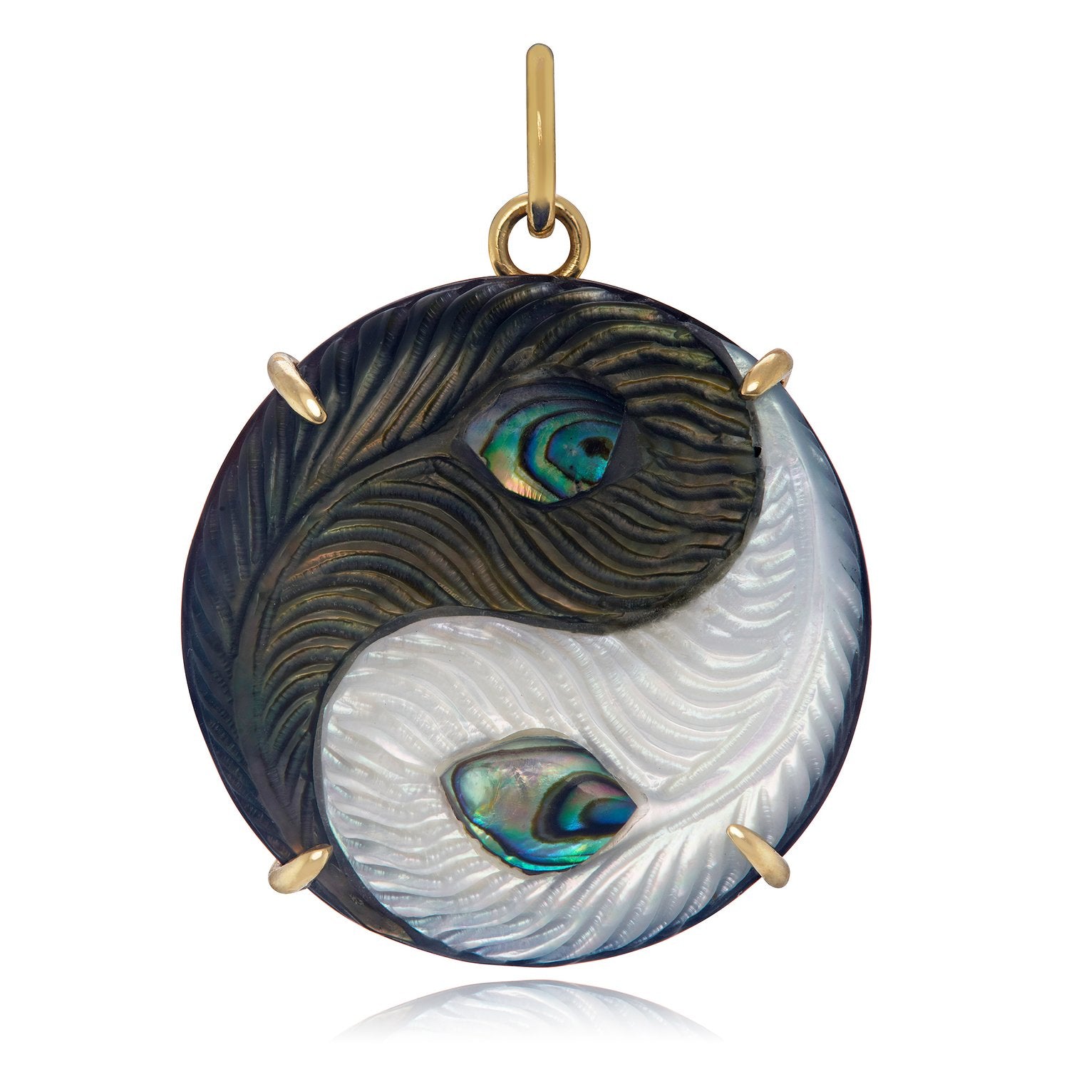 Peacock Yin Yang Gemstone Pendant Charm