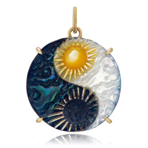 Day & Night Yin Yang Gemstone Pendant Charm