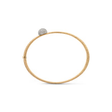 Medium or Large Satin Gold & Diamond Ball Bangle Bracelet