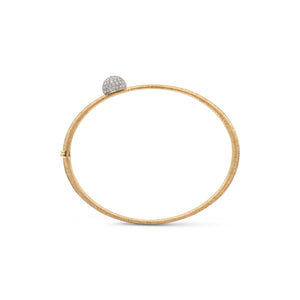 Medium or Large Satin Gold & Diamond Ball Bangle Bracelet