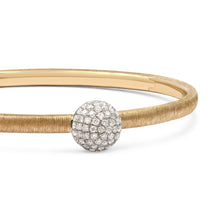 Medium or Large Satin Gold & Diamond Ball Bangle Bracelet