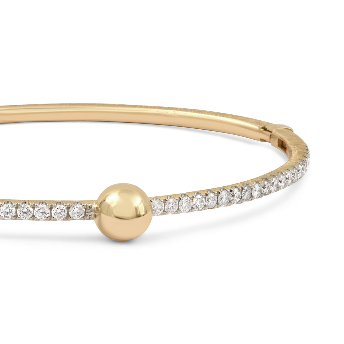 Satin Ball & Pave Diamond Line Bangle Bracelet