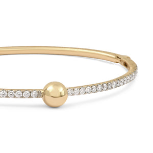 Satin Ball & Pave Diamond Line Bangle Bracelet