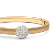 Medium or Large Satin Gold & Diamond Ball Bangle Bracelet