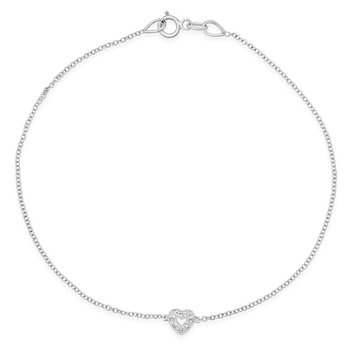 Dainty Diamond Open Heart Bracelet