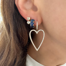 Darling Duo Bezel Set Heart Drop Stud Earrings
