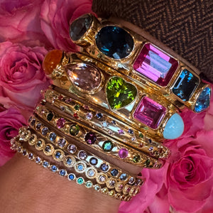 Day & Night Engraved Diamond Bangle with Mixed Spinel