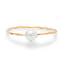 Thick Gold Filled South Sea Pearl Pounded Wire Bangle Bracelet