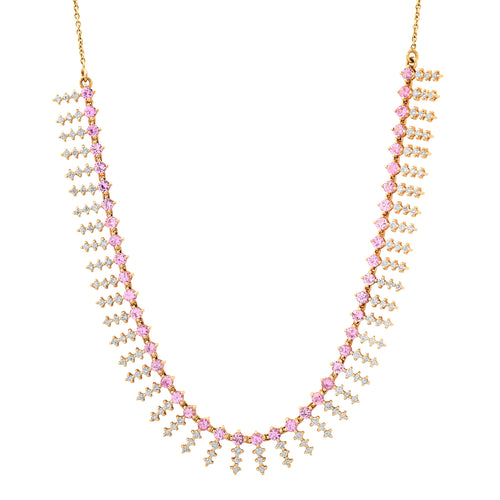 Delicate Pink Sapphire & Diamond Dangle Necklace