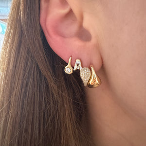 Diamond Baguette Initial Stud