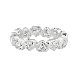 Diamond Hearts On Hearts Bezel Set Eternity Band Ring