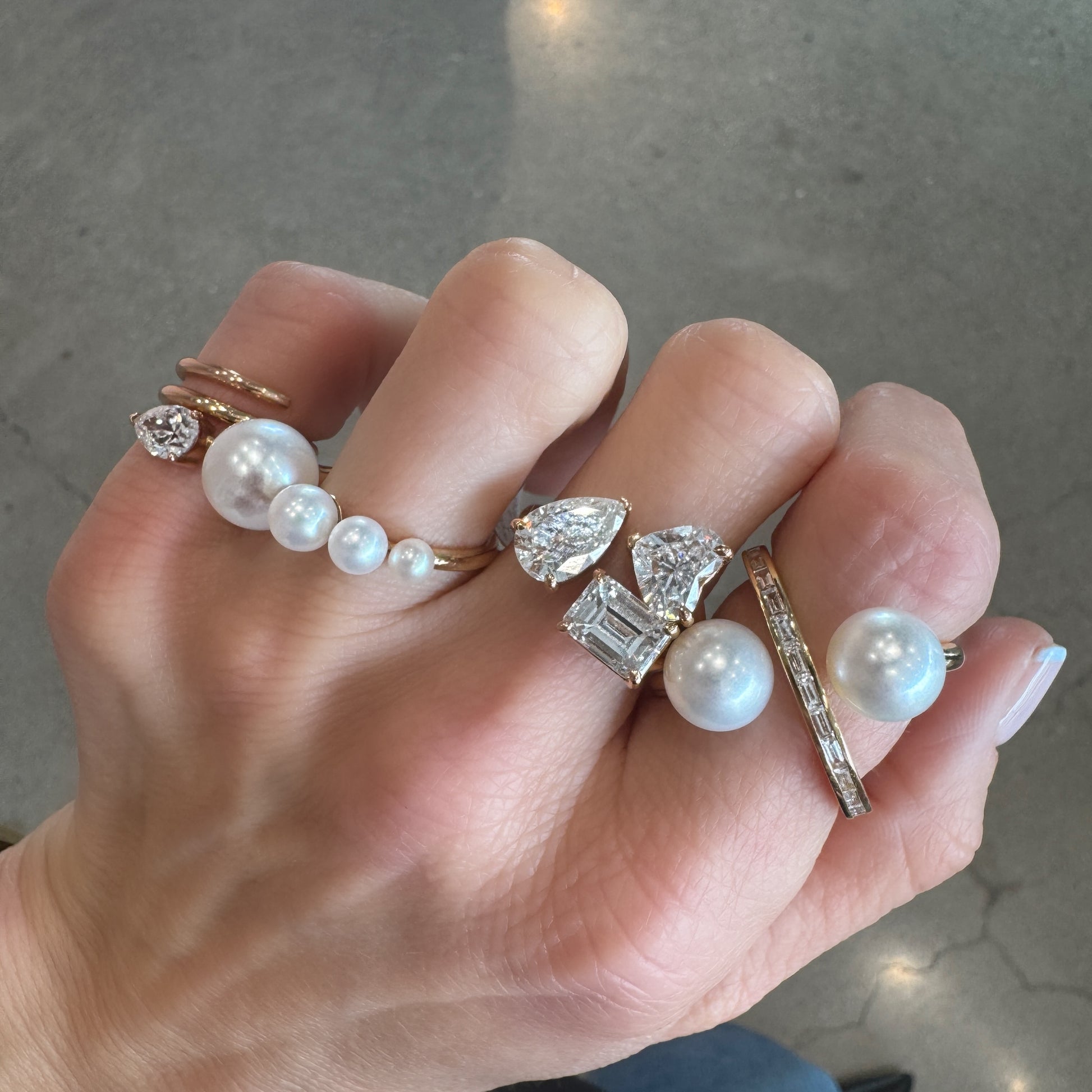 Diamond Pear Spiral Pinky Ring