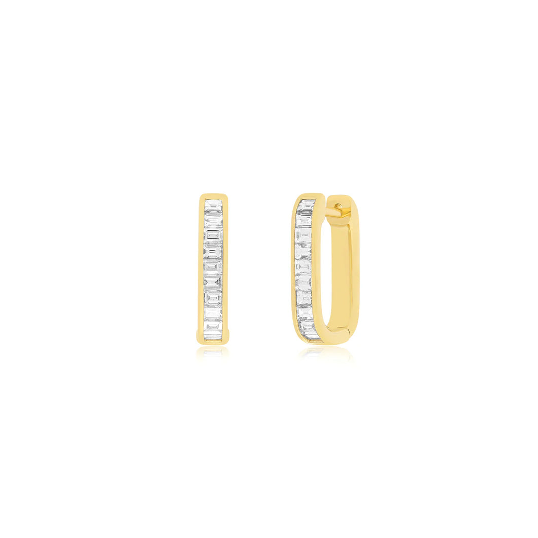 Diamond Baguette Jumbo Lola Huggie Hoop Earrings