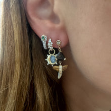 Diamond & Tourmaline  Shark Tooth Drop Stud Earring