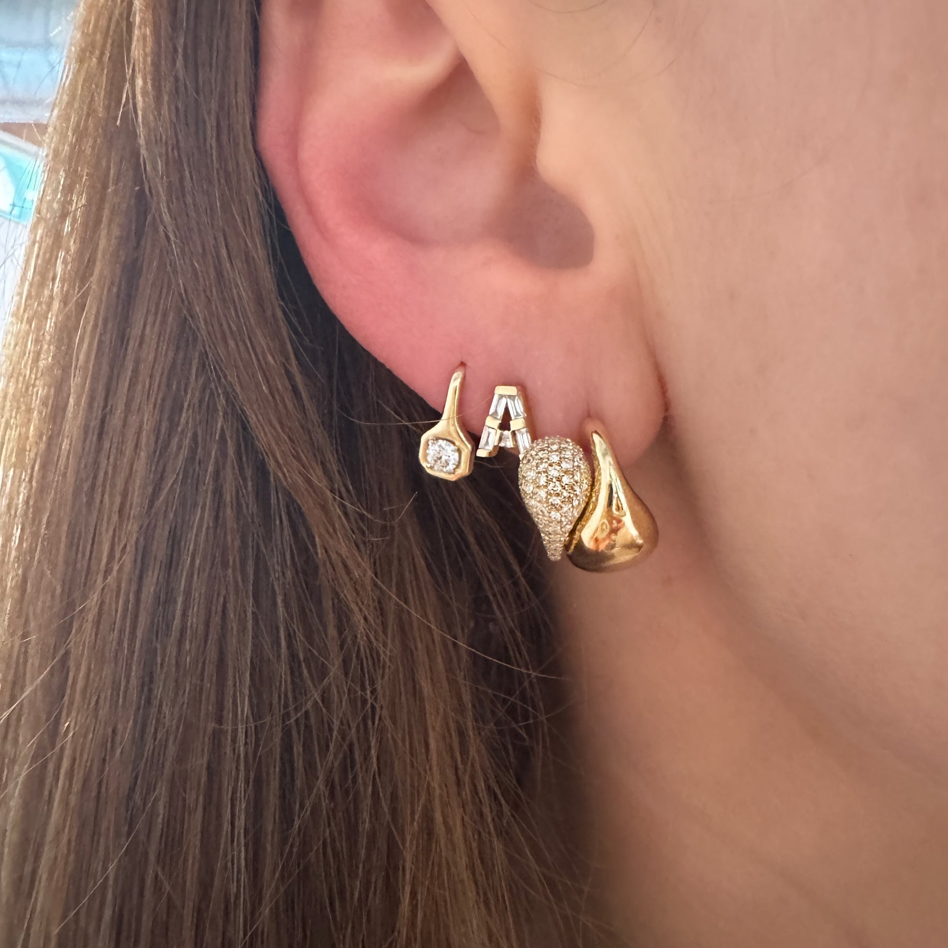 Diamond Double Drip Huggie Earrings