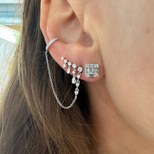 Diamond Ear Cuff and Chain Stud Earring