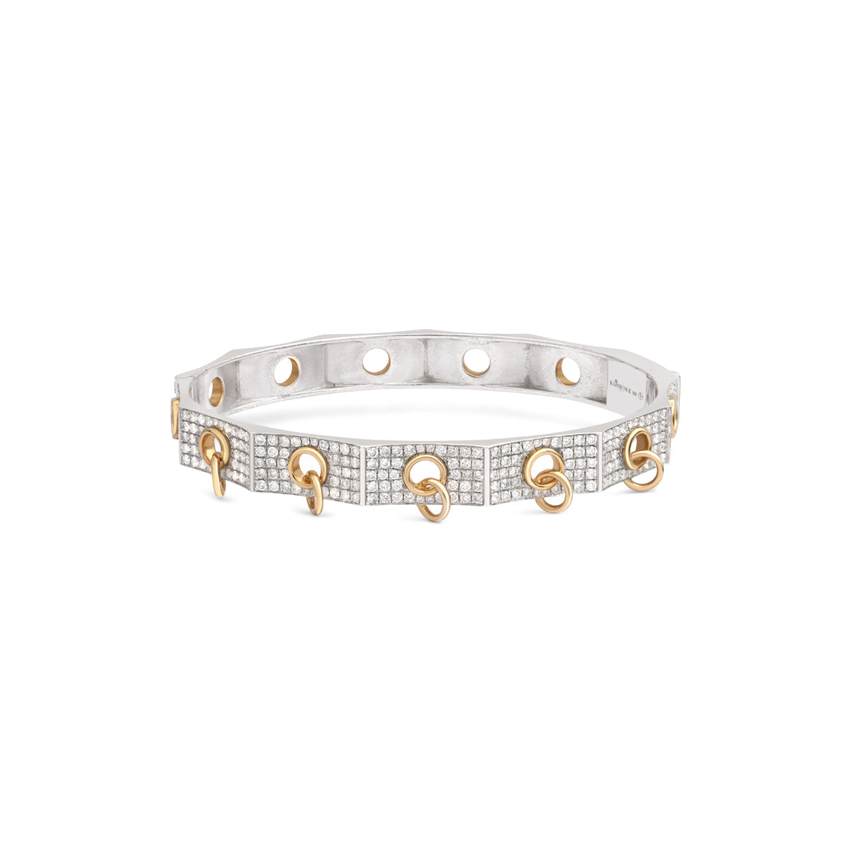 Diamond Eyelet Bracelet with Gold Piercings