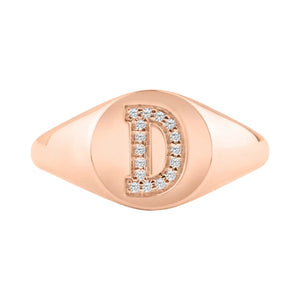 Diamond Initial Signet Ring