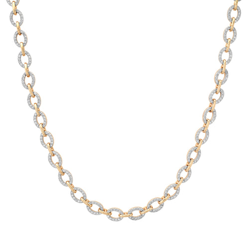 Diamond Oval Small Link Chain Necklace