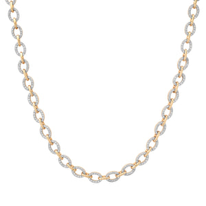 Diamond Oval Small Link Chain Necklace