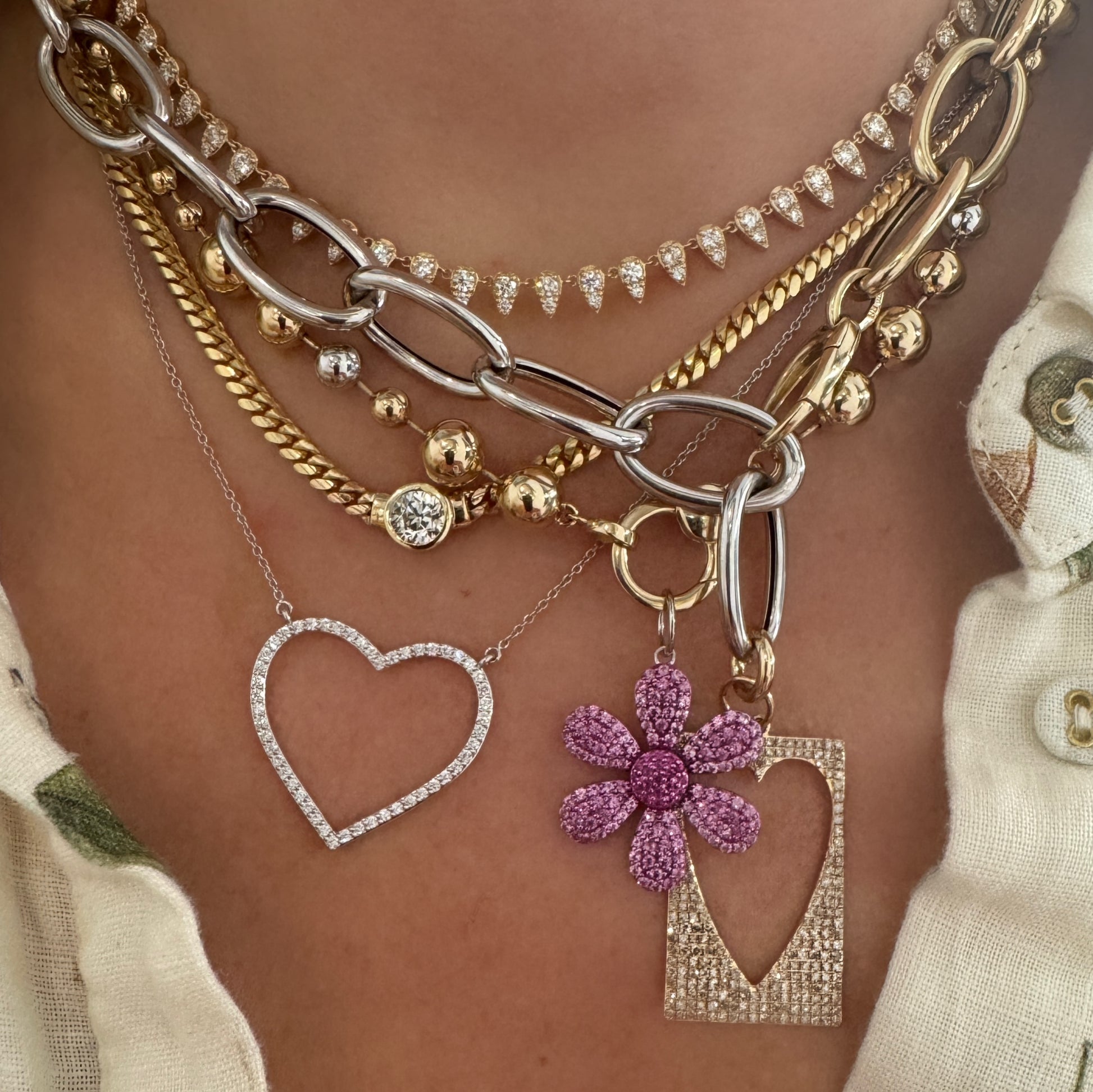 Diamond Pave Pear Drop Dangle Necklace