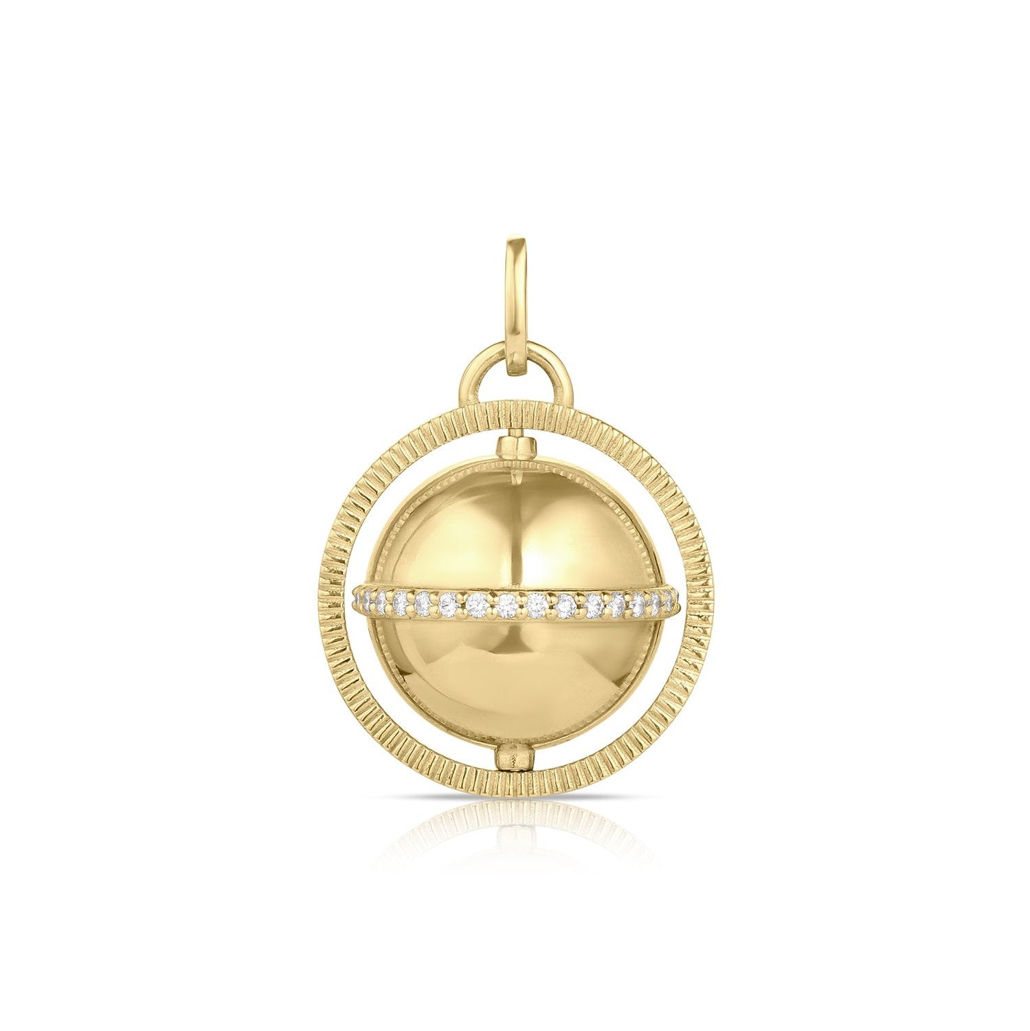 Diamond Spinning Golden Globe Charm Pendant