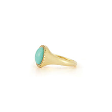 Diamond & Turquoise Cabochon Signet Ring