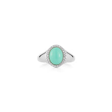 Diamond & Turquoise Cabochon Signet Ring