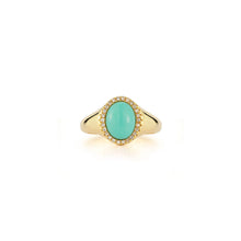 Diamond & Turquoise Cabochon Signet Ring