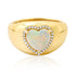 Domed Diamond & Opal Heart Ring
