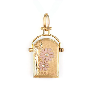 Double Sided Desert Flower Swinging Charm Pendant