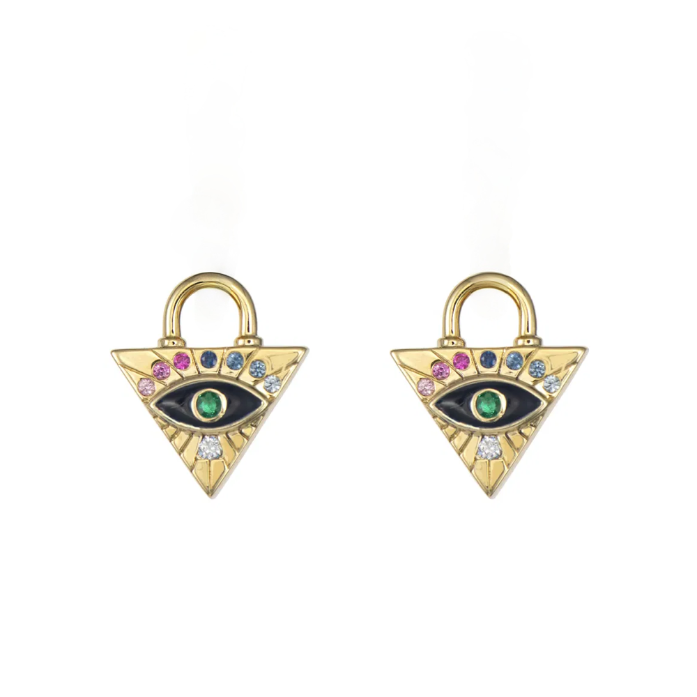 Double Sided Evil Eye Pyramid Charm